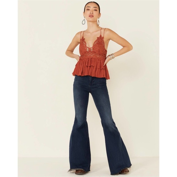 Free People Intimately Adella Lace Smocked Back Cami Winding Roads Size S - Picture 2 of 6